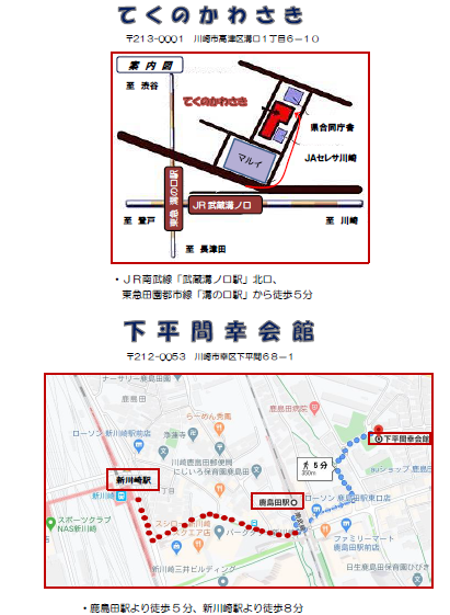 てくのかわさき、下平間幸会館 への地図