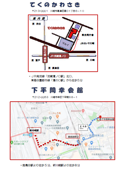 てくのかわさき、下平間幸会館 への地図