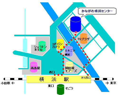 かながわ県民センター　707号室への地図