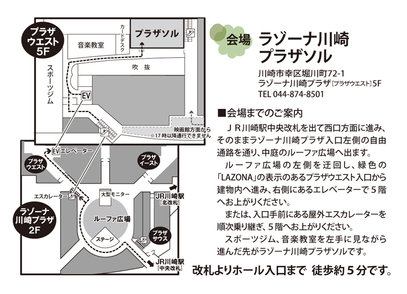 ラゾーナ川崎プラザソルへの地図